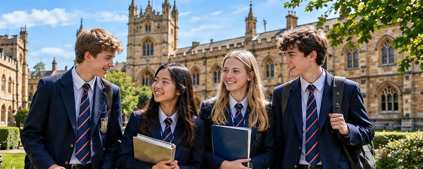 英国校园与学生交流场景